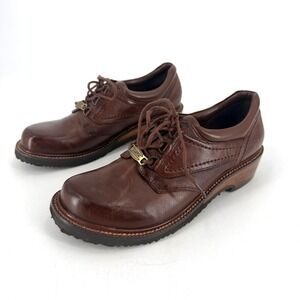 Earth Shoe Leather Oxfords Womens 8 Brown Lace Up Negative Heel Gorpcore Retro